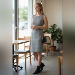 Calvin Klein Gray Plaid Dress